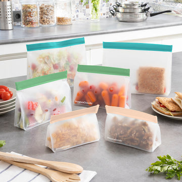 Ein Set luftdichter wiederverwendbarer Beutel Zags InnovaGoods 6 Stücke