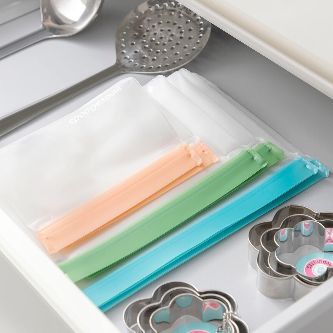 Ein Set luftdichter wiederverwendbarer Beutel Zags InnovaGoods 6 Stücke